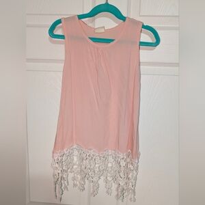 💖HP💖 M.L. Kids Peach Sleeveless Top/w Lace -Sz 8